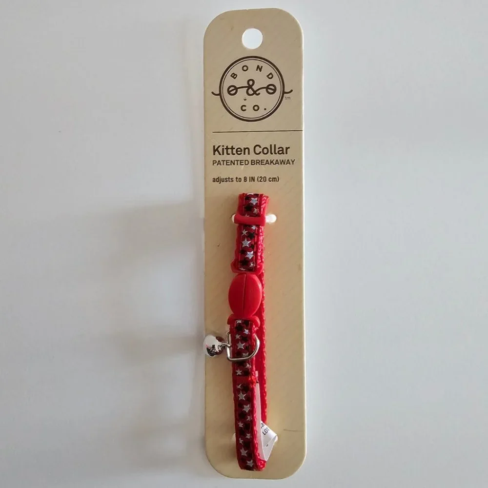 Bond & Co. Kitten Adjustable Breakaway Kitten Collar | NWT | Red WHT Blue Stars